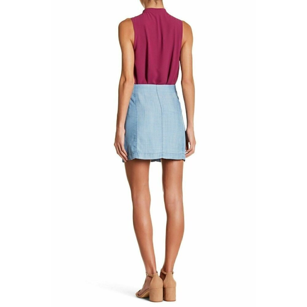 1250C Womens Blue Tencel Side Lace-Up Contrast Skirt Size M - Picture 8 of 10